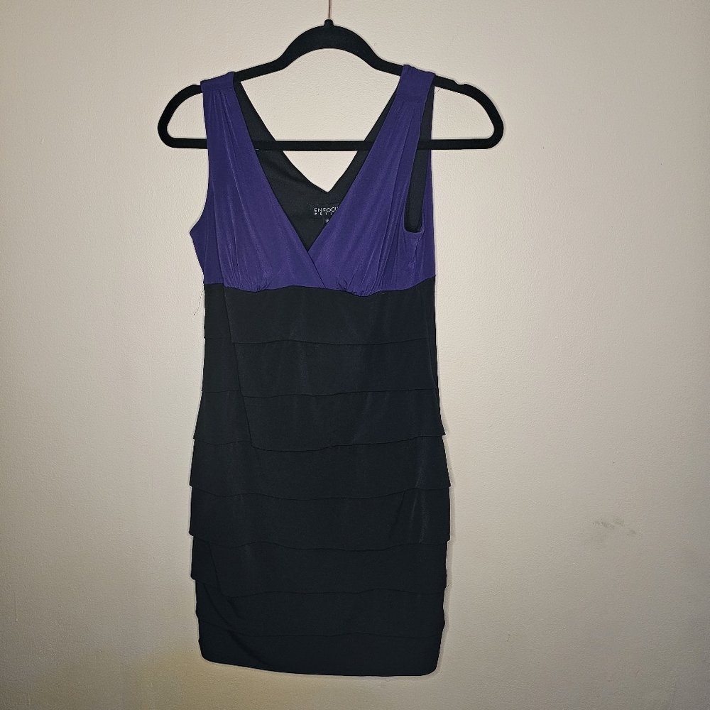Enfocus Petite Y2K 6P Purple And Black Bandage Dress
